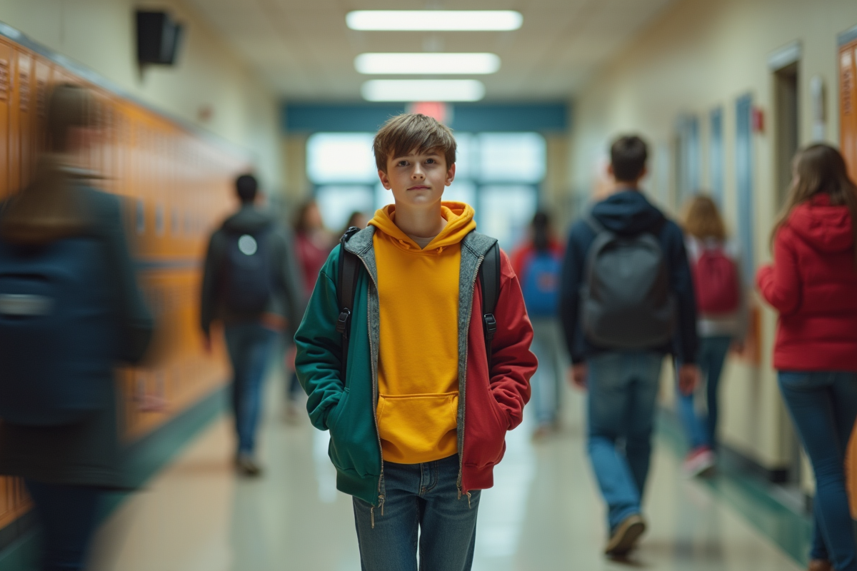 Adolescent dans un couloir d