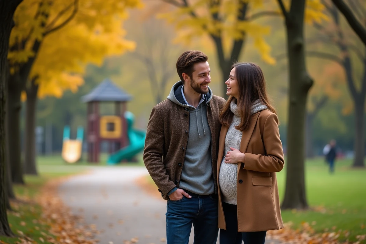 Jeune couple dans un parc d