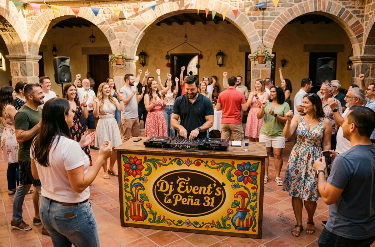 DJ Event'S la Peña 31 animant une fête d'anniversaire festive en plein air avec ambiance peña et décoration occitane