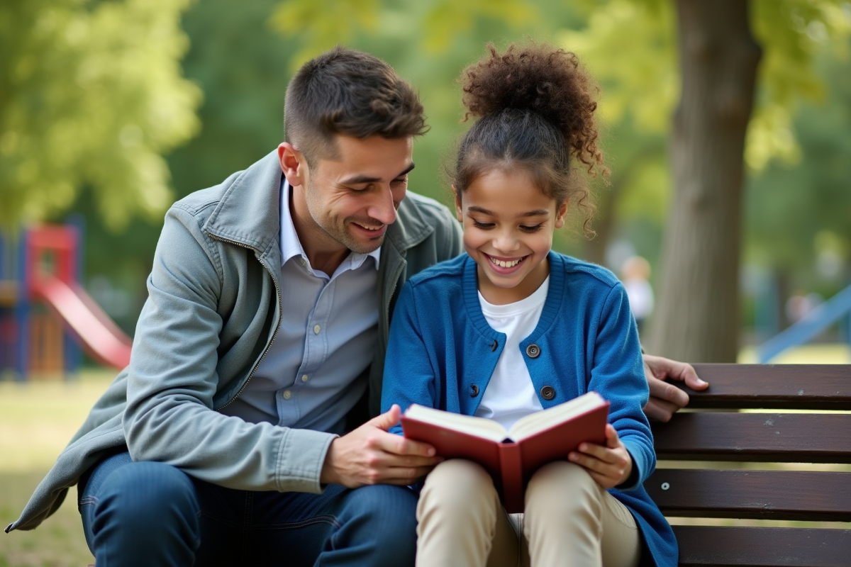 Fille et mentor dans un parc avec carnet