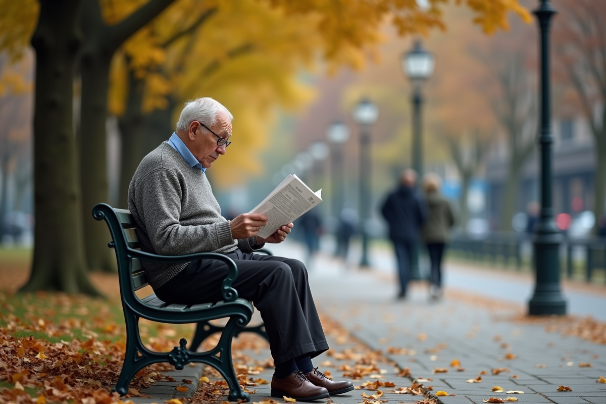Homme âgé lisant une brochure d