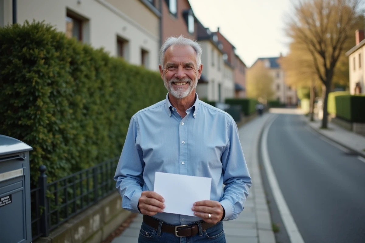 Homme souriant avec enveloppe de changement d