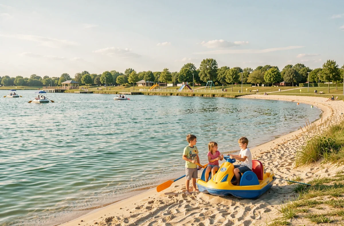 Une famille profitant des activités nautiques et des espaces verts de l'Île de Loisirs de Cergy-Pontoise