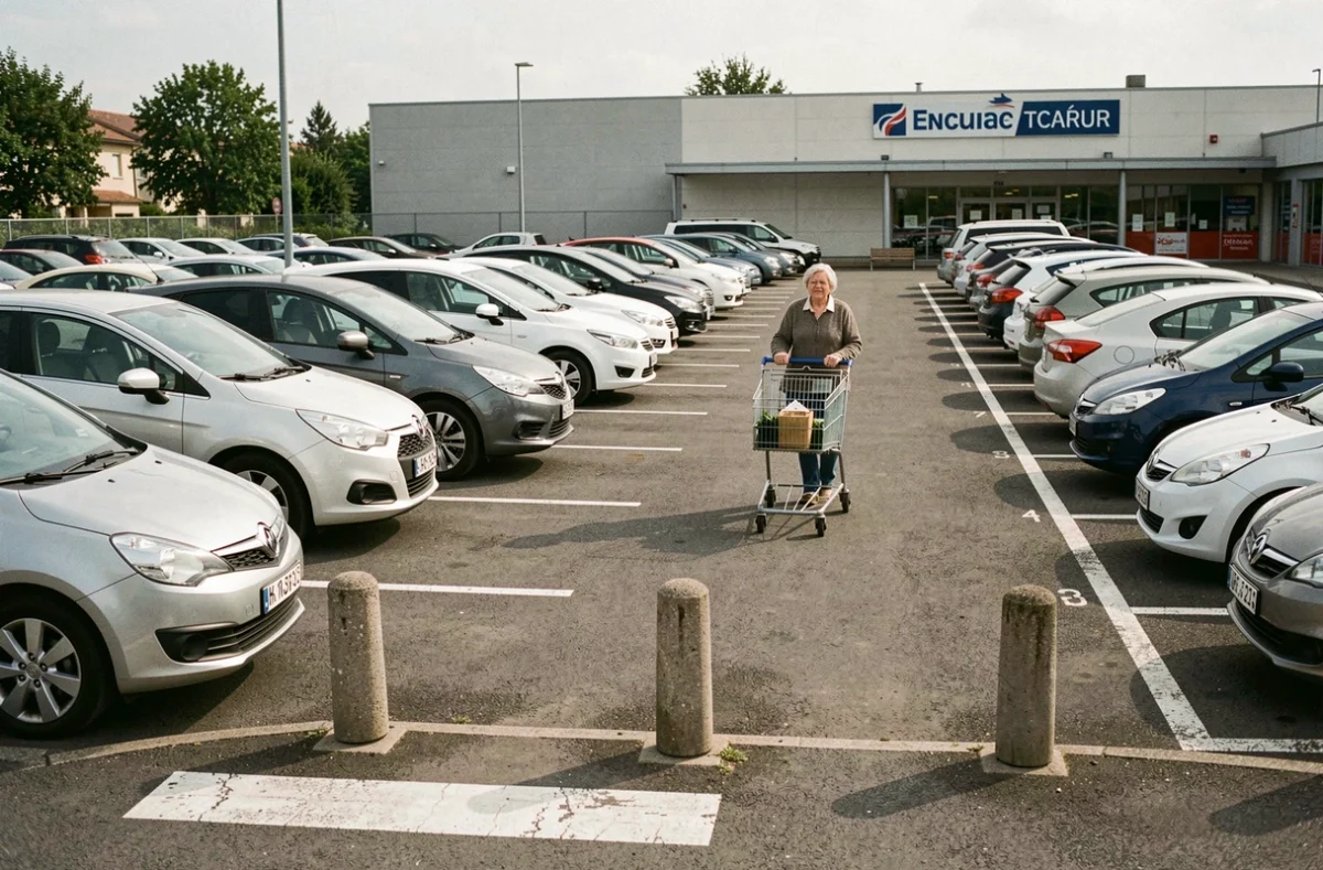 Parking extérieur du centre Le Cardo à Orvault avec voitures garées et signalisation au sol